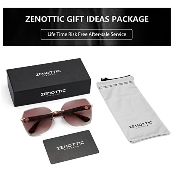 Oversized Rimless Sunglasses with Diamond Cutting Gradient Lens UV400 Protection main image 7